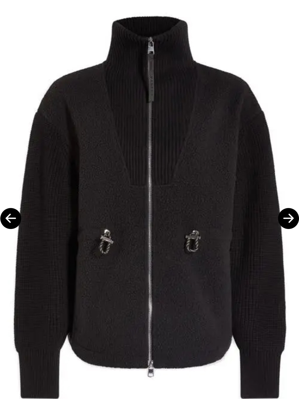 Varley Black Two-Way Zip Stand-Collar Jacket